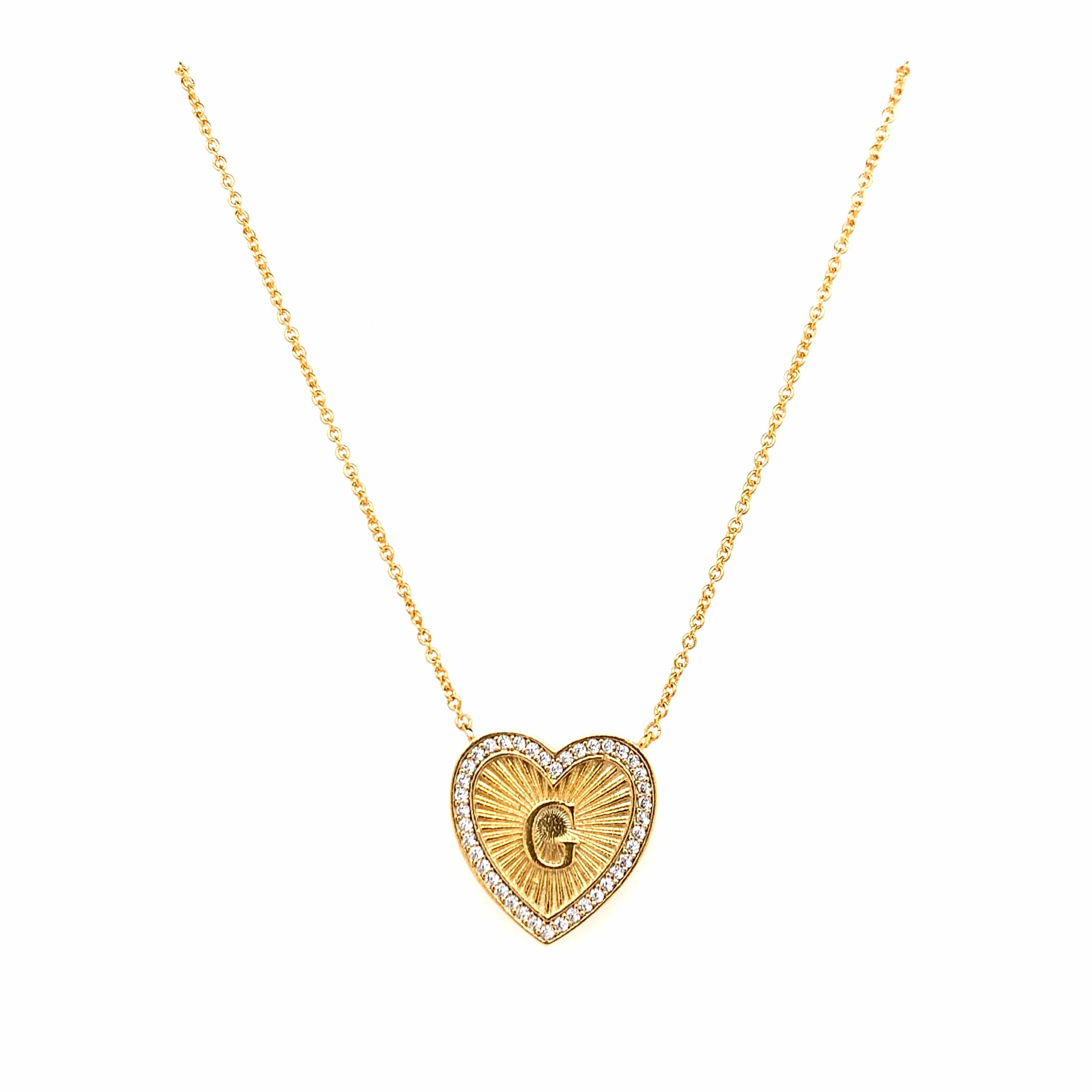 TAI JEWELRY Necklace G Vintage Inspired Heart Initial Necklace