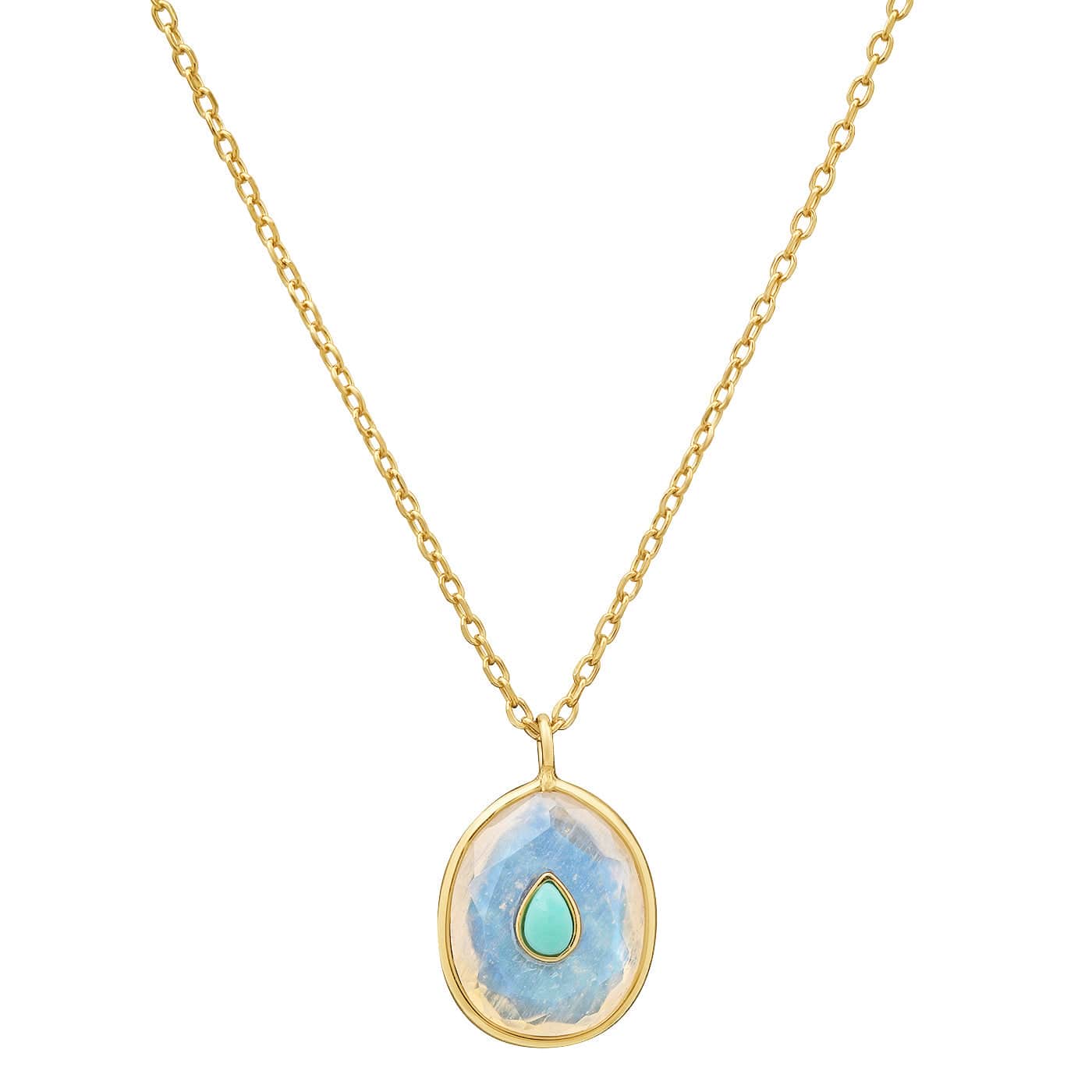 TAI JEWELRY Pearl and Opal Oval Pendant Necklace
