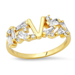 TAI JEWELRY Rings 6 / V Baguette Initial Ring