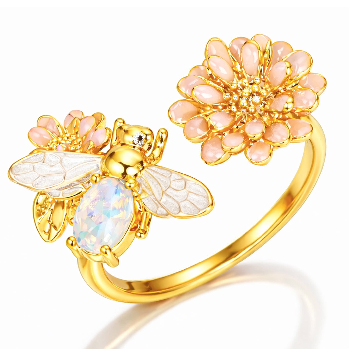 TAI JEWELRY Rings Bee & Flower Open Ring