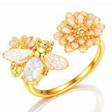 TAI JEWELRY Rings Bee & Flower Open Ring
