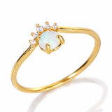 TAI JEWELRY Rings 6 Crowned Opal CZ Ring