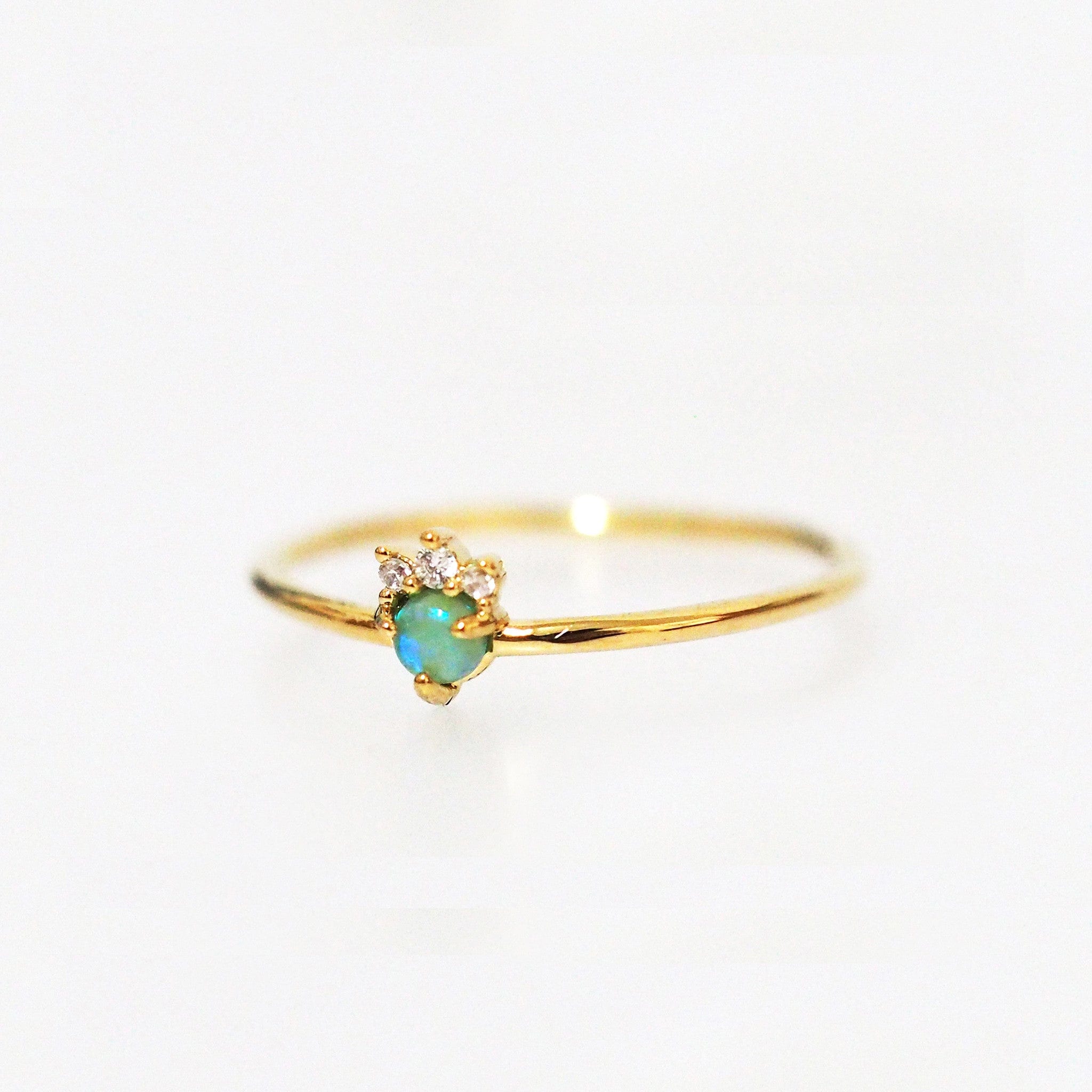 TAI JEWELRY Rings 6 Cz Crowned Blue Opal Ring