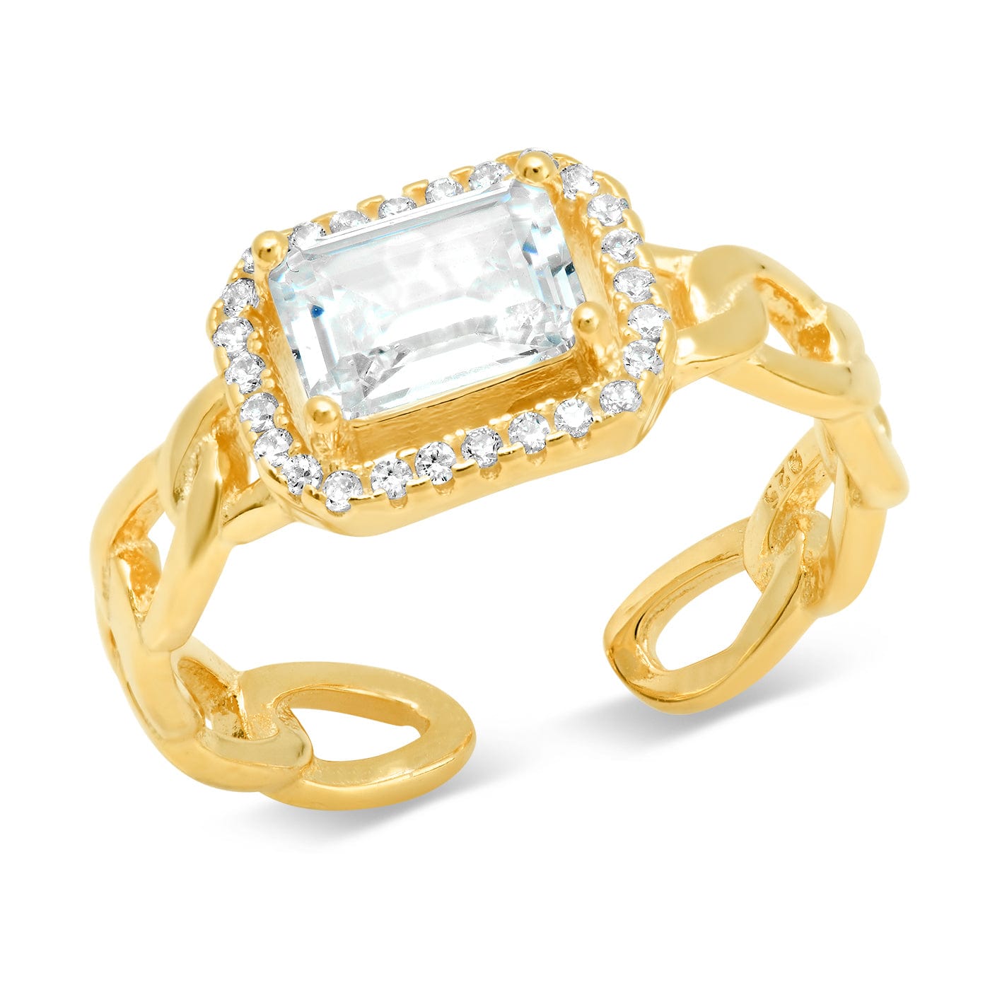 TAI JEWELRY Rings 6 / Gold/Clear East West Ring