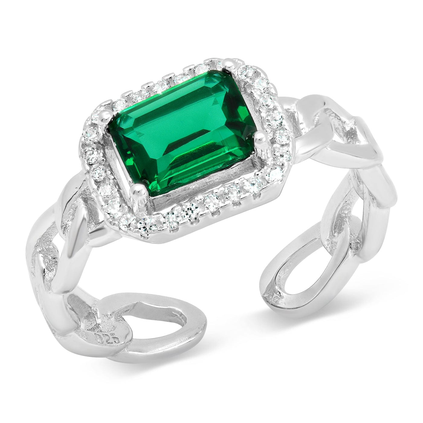 TAI JEWELRY Rings 6 / Silver/Emerald East West Ring