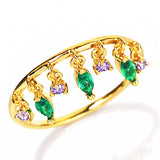 TAI JEWELRY Rings Emerald & Amethyst CZ Dangle Ring