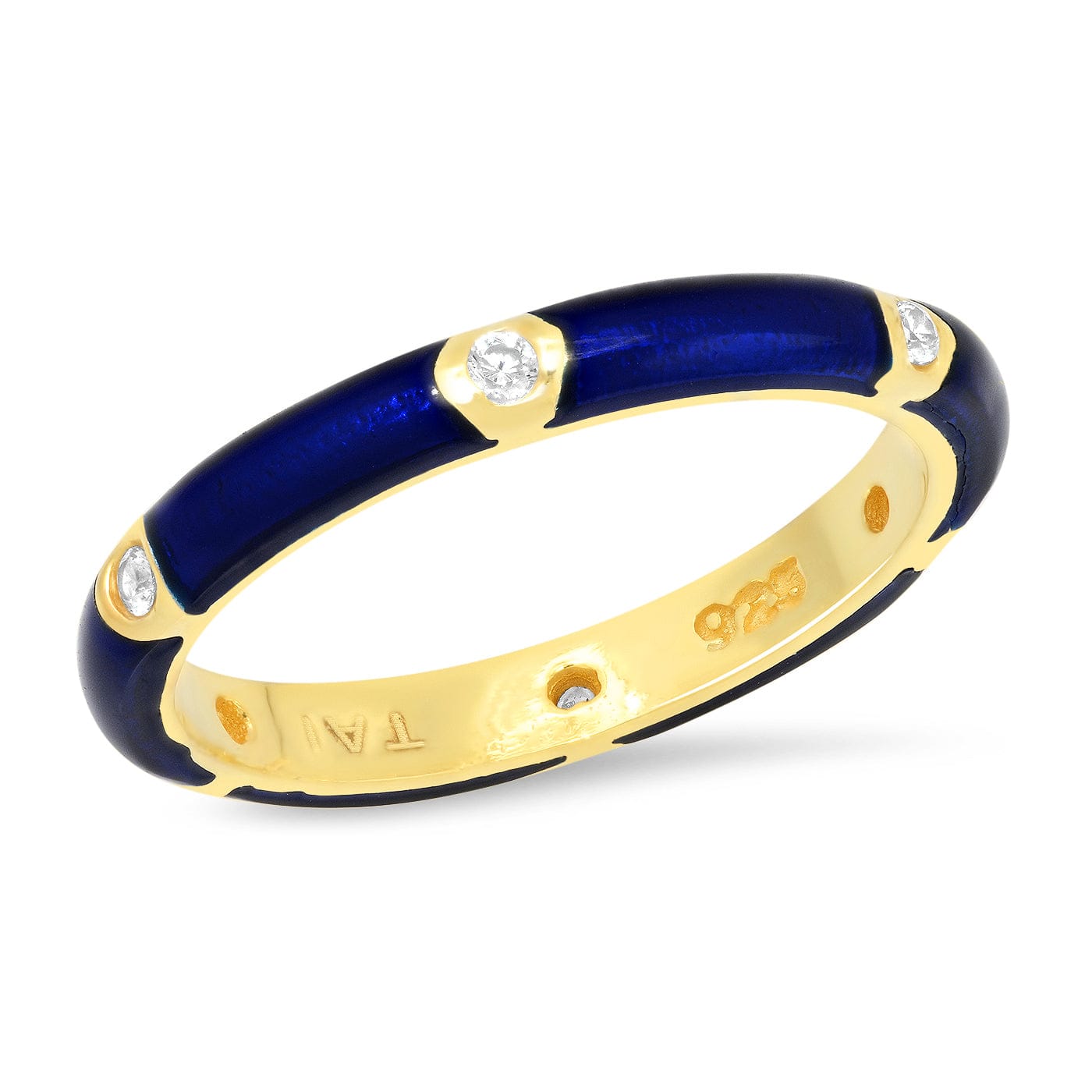 TAI JEWELRY Rings 6 / Navy Enamel Cz Color Ring
