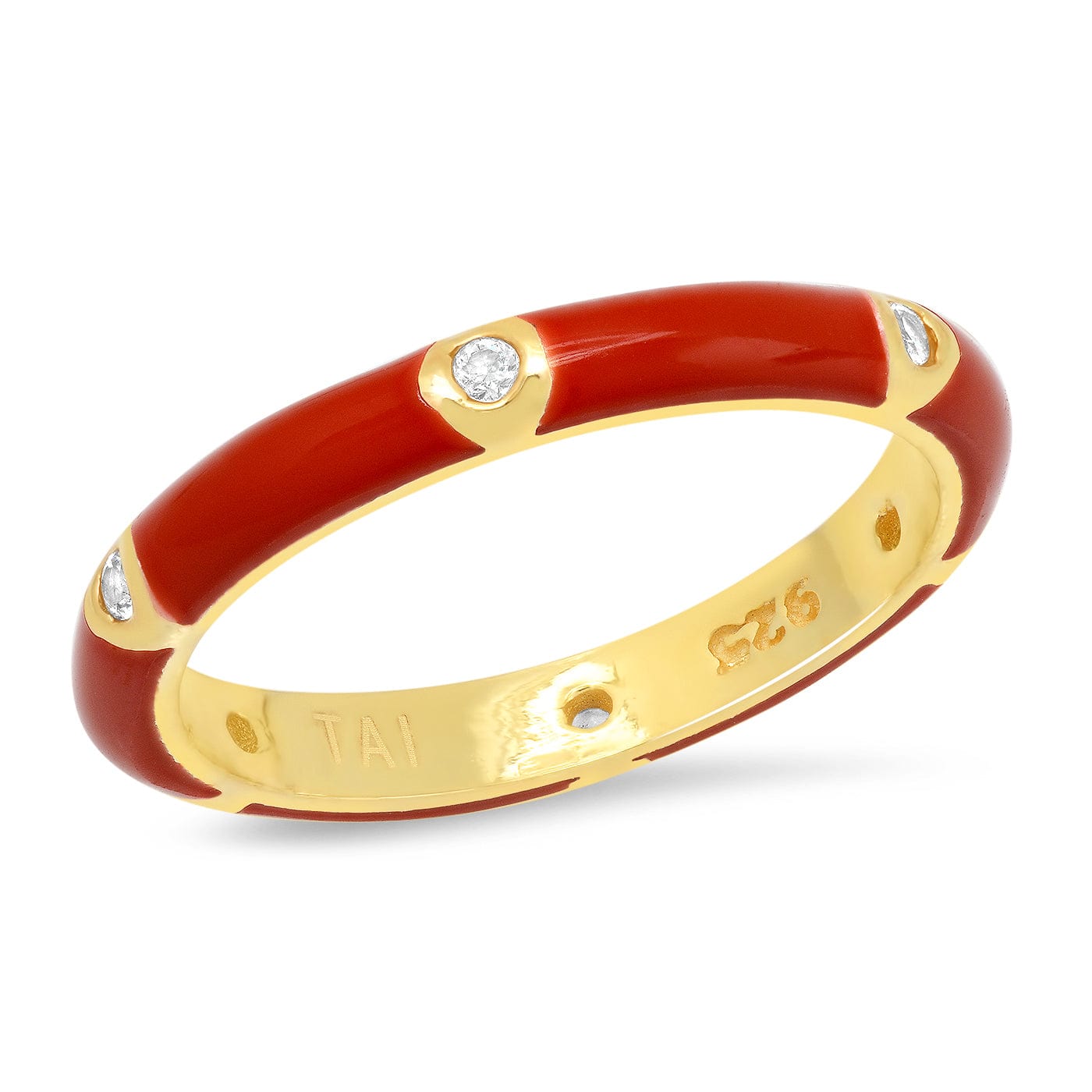 TAI JEWELRY Rings 6 / Red Enamel Cz Color Ring