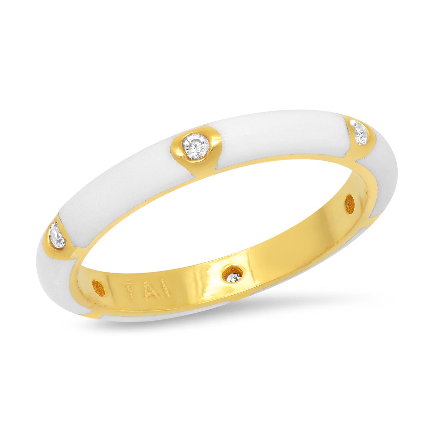 TAI JEWELRY Rings 6 / White Enamel Cz Color Ring