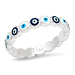 TAI JEWELRY Rings 6 / S/ White Enamel Evil Eye Ring
