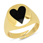 TAI JEWELRY Rings Black Enamel Heart Signet Ring