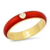 TAI JEWELRY Rings 6 / Red Enamel Ring With Single Cz Accent