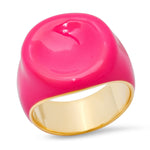 TAI JEWELRY Rings Neon Pink Enamel Signet Ring