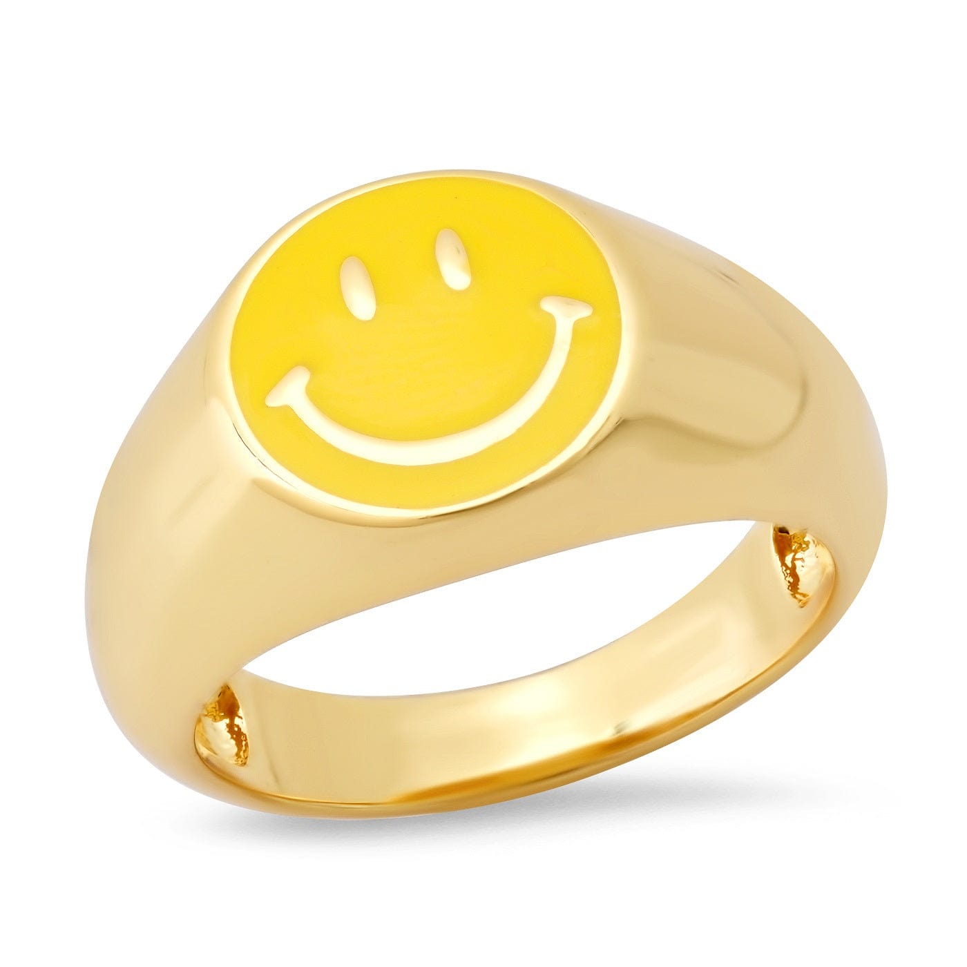 TAI JEWELRY Rings 6 Enamel Smiley Face Signet Ring