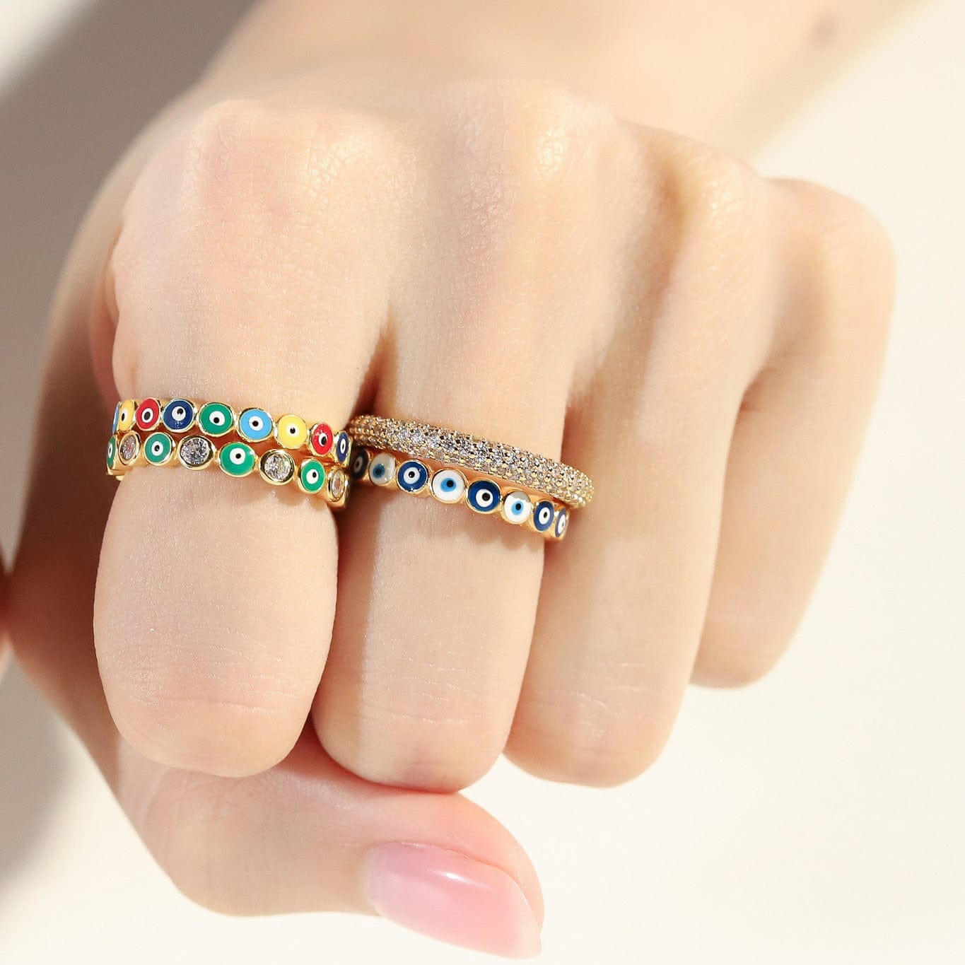 TAI JEWELRY Rings Evil Eye Enamel Bezel Ring