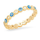 TAI JEWELRY Rings 6 / Light Blue Evil Eye Enamel Bezel Ring