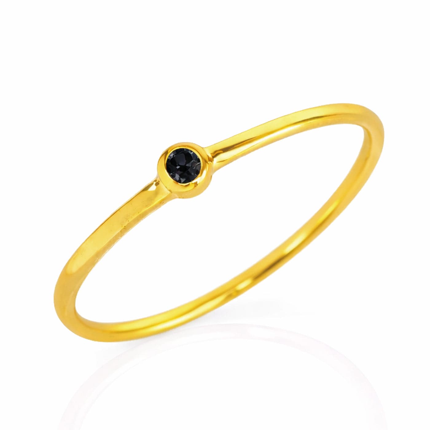 TAI JEWELRY Rings Gold Jet Accent Ring