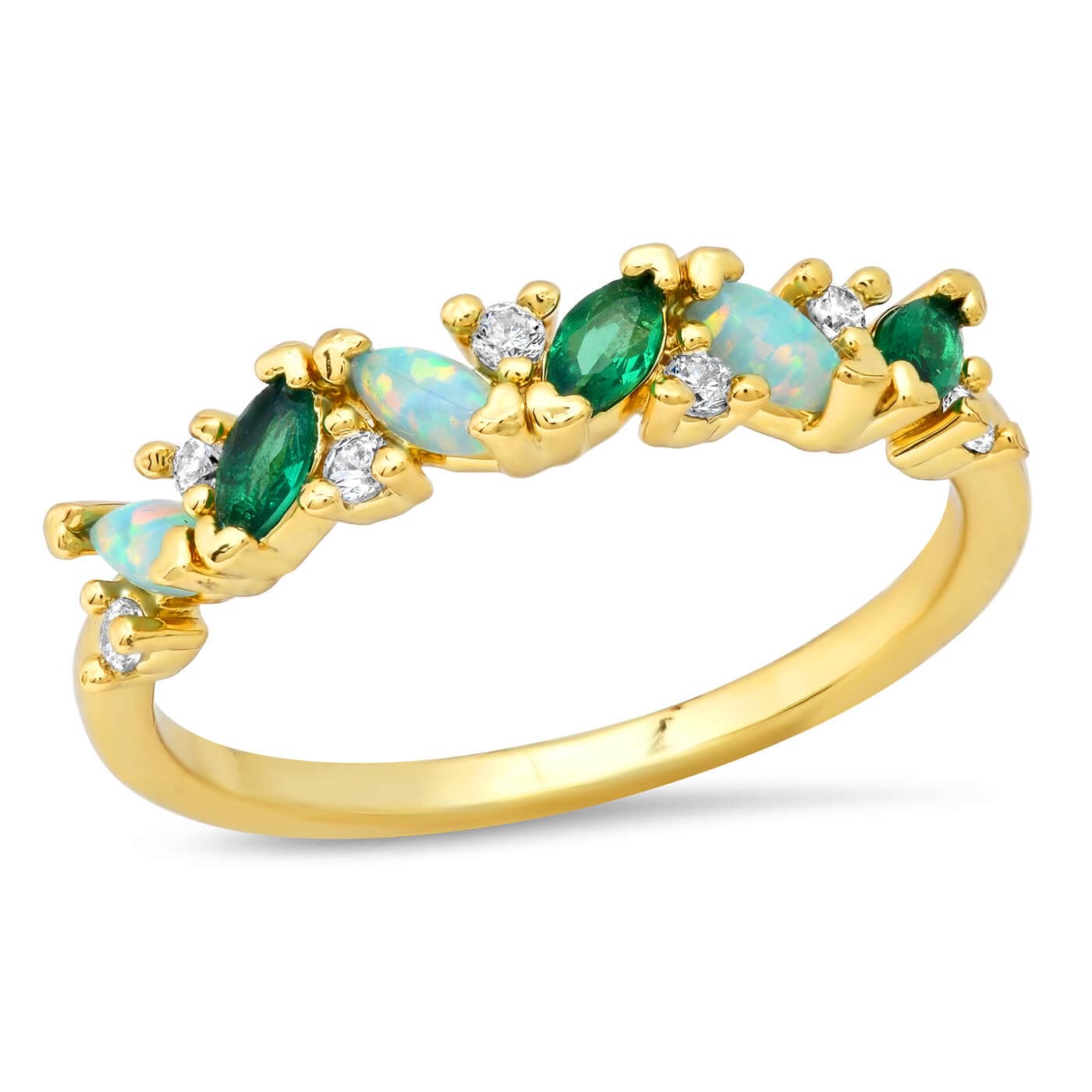 TAI JEWELRY Rings Green Marquis Stone Band Ring