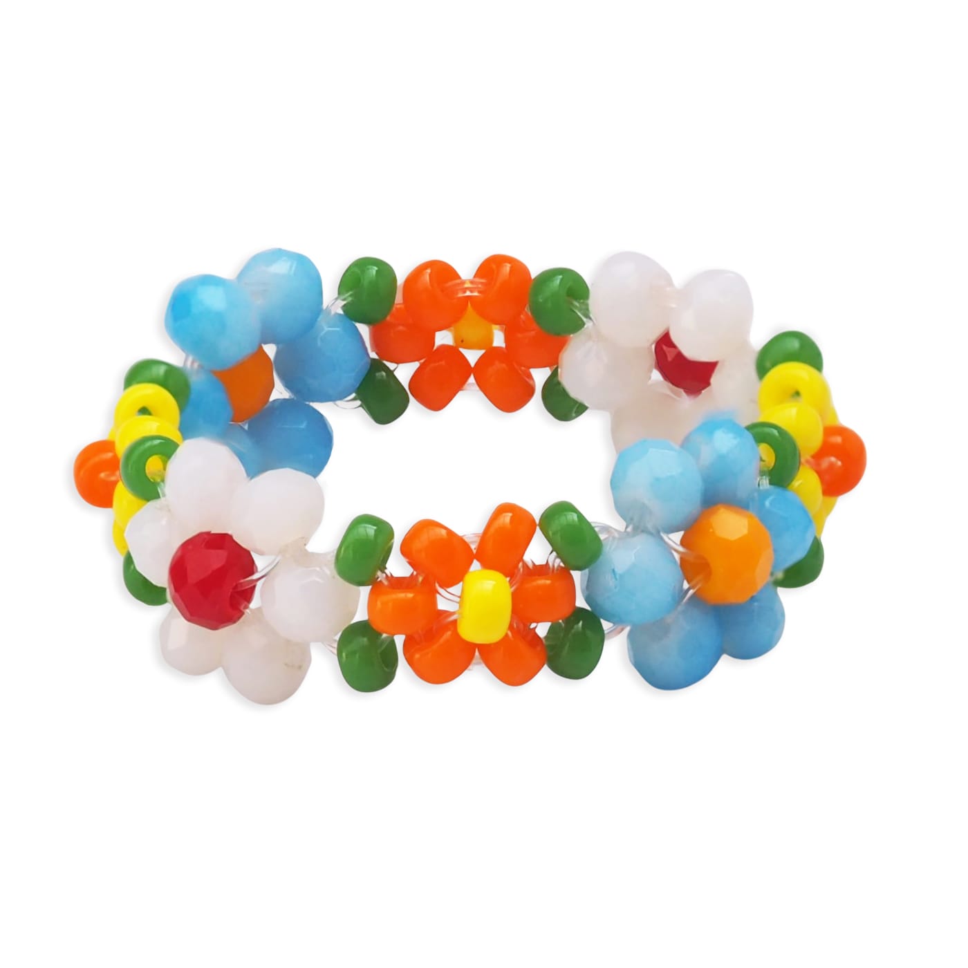 TAI JEWELRY Rings Blue Mini Daisy Knitted Glass Bead Ring