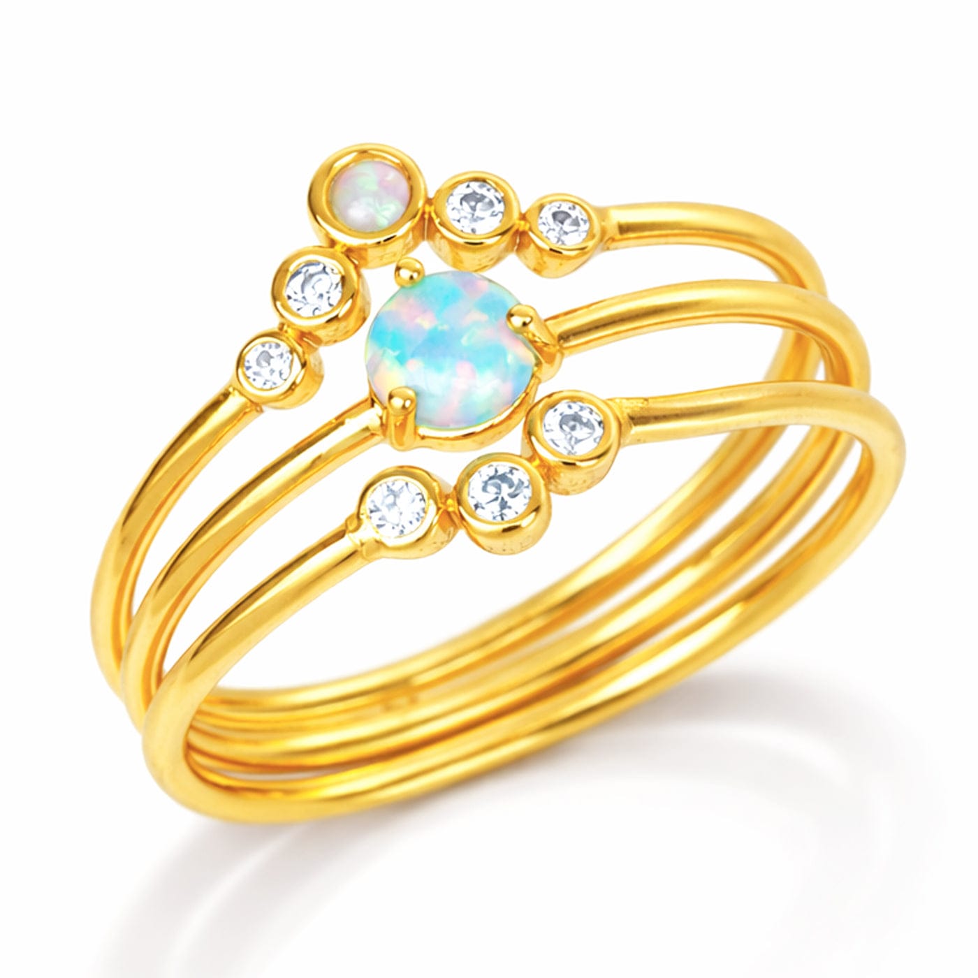 TAI JEWELRY Rings Opal Bezel Stack Ring Set – 3 Piece