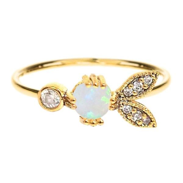 TAI JEWELRY Rings 6 Opal Ring With Cz Pavé Marquis
