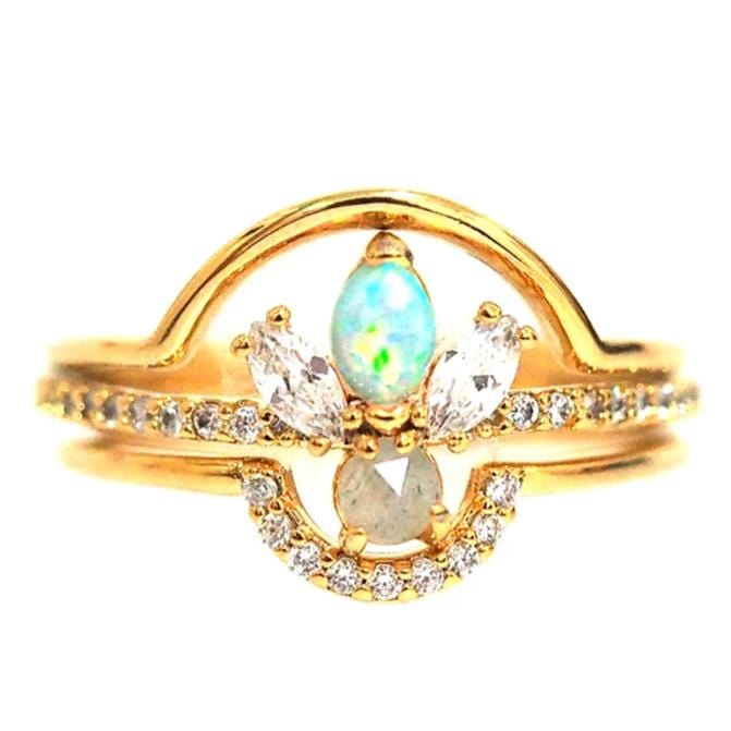 TAI JEWELRY Rings 6 Opal Stackable Rings | Set Of Three