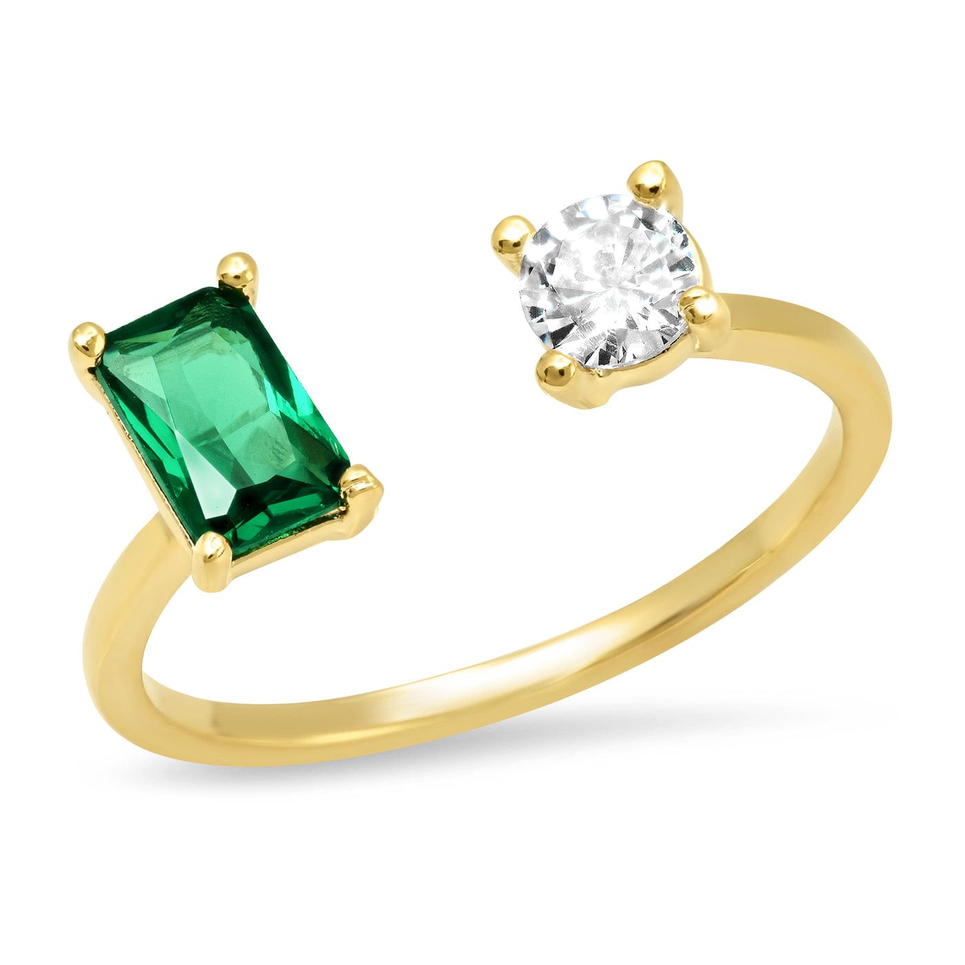 TAI JEWELRY Rings Open Ring With Emerald And Cz Stone