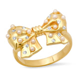 TAI JEWELRY Rings Pearl-Accented Bow Statement Ring