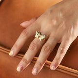 TAI JEWELRY Rings Pearl-Accented Bow Statement Ring