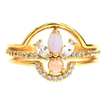 TAI JEWELRY Rings 6 / White Opal Pink Opal Stackable Rings | Set Of Three