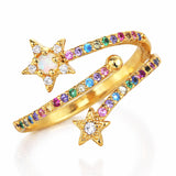 TAI JEWELRY | Rainbow CZ Shooting Star Wrap Ring | Rings |