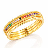 TAI JEWELRY Rings Rainbow CZ Stacking Ring Set – 4 Piece