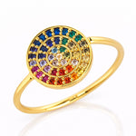 TAI JEWELRY Rings Rainbow Pave Disc Ring