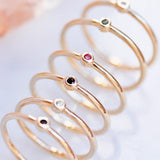 TAI JEWELRY Rings Simple Gold Jet Cz Ring