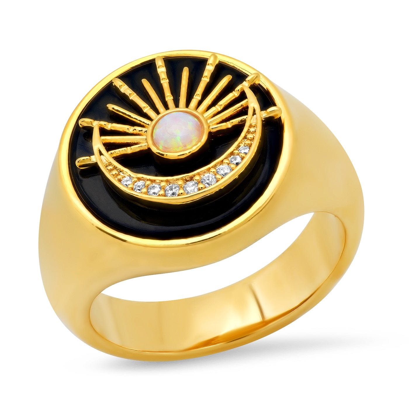 TAI JEWELRY Rings 6 Starburst Onyx Signet Ring