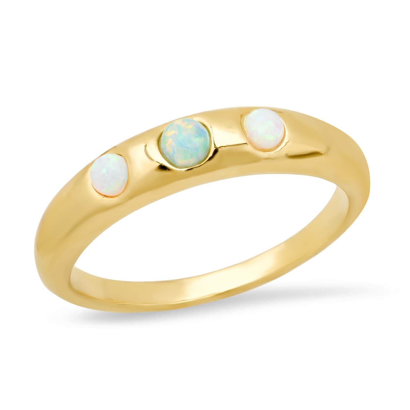 TAI JEWELRY Rings Opal Stone Accented Dome Band Ring