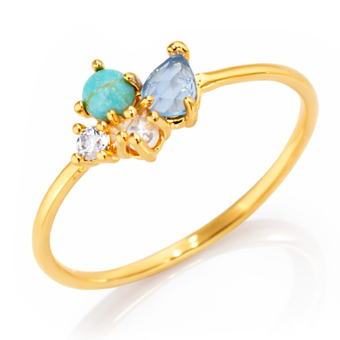 TAI JEWELRY Rings Turquoise & Glass Cluster Ring