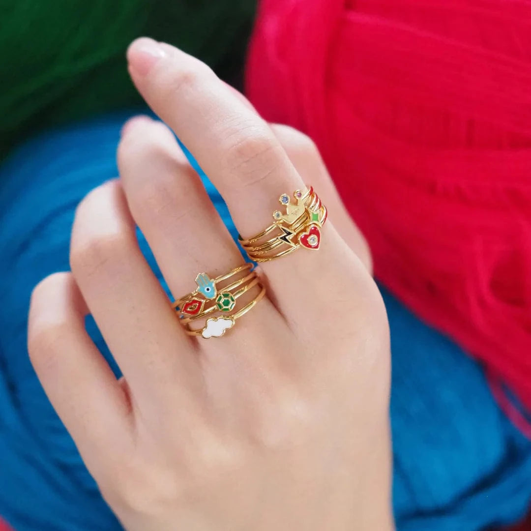 TAI JEWELRY Rings Whimsical Crown Stack Ring Set